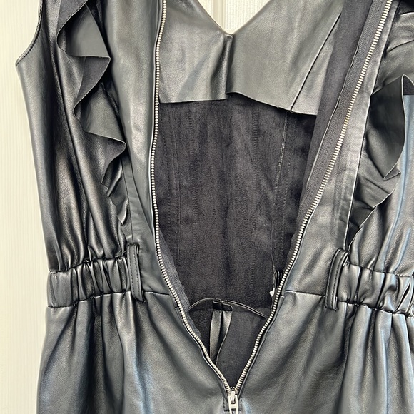 NWT BlankNYC black faux leather ruffle sleeve jumpsuit size small - Picture 11 of 14